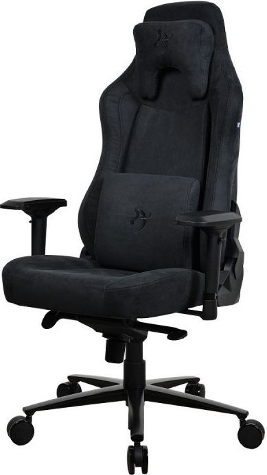 Геймерское кресло Arozzi Vernazza Supersoft черного цвета с каркасом из металла, алюминиевой крестовиной, сиденьем 44х52 см, диапазоном высоты 48–57 см, механизмом мультиблок и подушками для шеи и поясницы