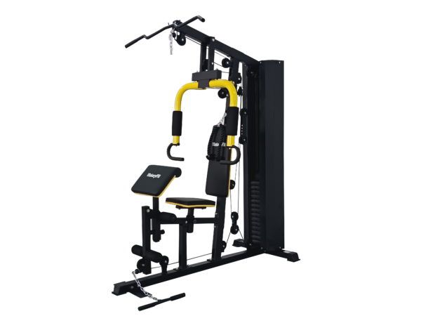Многофункциональный силовой тренажер VictoryFit VF-HG618 для дома со стальной рамой 50х70х1,5 мм, весовым стеком 68 кг, блоком для жима ногами, регулируемой партой Скотта и допустимой общей нагрузкой до 200 кг