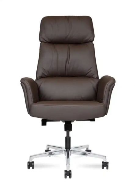 Ортопедическое кресло руководителя Norden Bonno HD-2204-3 H brown с сиденьем шириной 52 см, кожаными подлокотниками, независимой регулировкой наклона спинки и усиленной металлической крестовиной на 150 кг