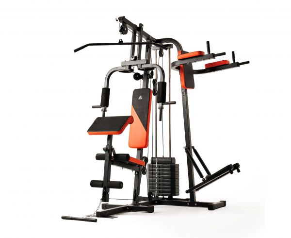 Многофункциональная мультистанция DFC HomeGym D7002-60 для дома с весовым стеком 60 кг, гидроцилиндрическим степпером, брусьями и трехпозиционной партой Скотта для пользователей весом до 120 кг, габариты 147,5х155х204 см