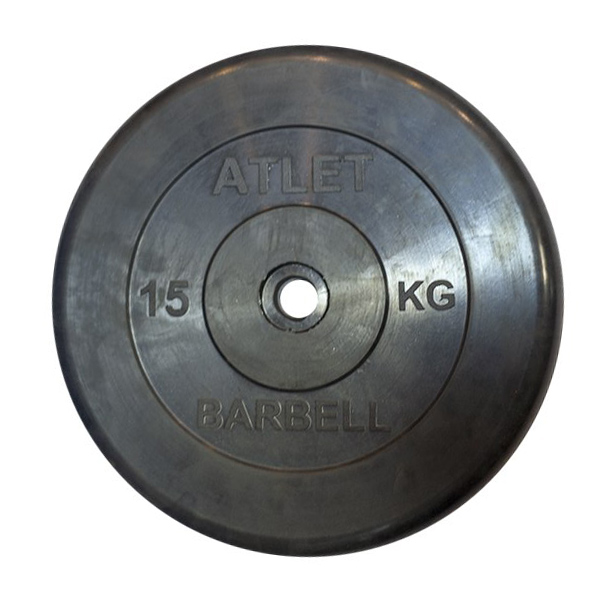Диск для штанги и гантели обрезиненный MB Barbell Atlet 15 кг, посадочный диаметр 31 мм