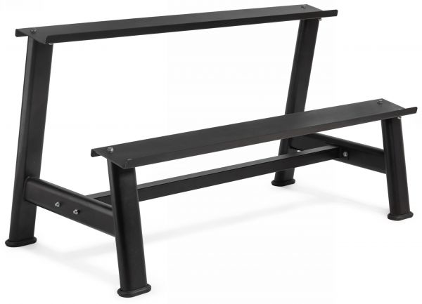 Удлиненная подставка для гирь VictoryFit VF-D4021 из стали с антикоррозийным слоем для размещения свободных весов в фитнес-клубах и домашних залах: грузоподъемность 250 кг, габариты 150х74х55 см и вес конструкции 42 кг