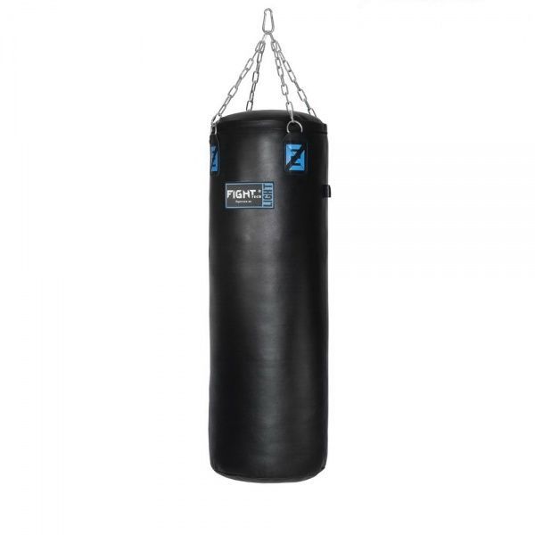 Подвесной цилиндрический боксерский мешок FightTech HBL2 L весом 60 кг и размером 130х45 см для взрослых, изготовленный из натуральной кожи 1.8 мм с армированием ПВХ 630 г/м² и подвесной системой в комплекте