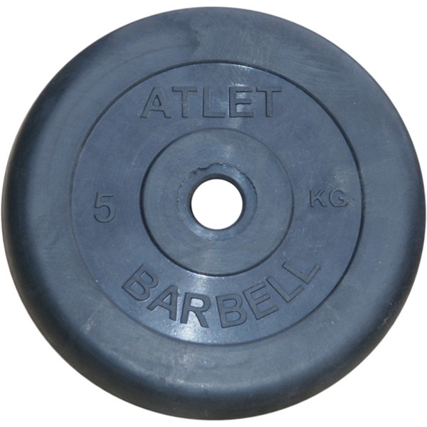 Диск обрезиненный черный 5 кг Atlet 31 мм для штанги и гантелей MB Barbell