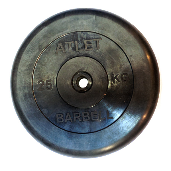 Диск обрезиненный черный 31 мм 25 кг Atlet MB BARBELL для штанги и гантелей