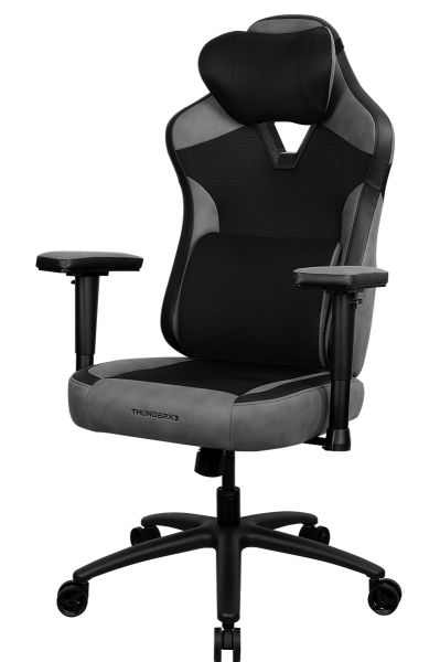 Компьютерное игровое кресло ThunderX3 Eaze Mesh черного цвета для работы за ПК и гейминга: стальная рама на 125 кг, сиденье из формованной пены 11 см, регулировка высоты 45–55 см и две подушки с эффектом памяти