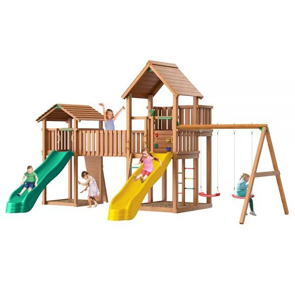 Детский игровой комплекс Jungle Palace Делюкс JB4 из дерева с горками, качелями и рукоходом