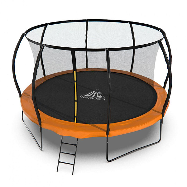Батут DFC KENGOO II 14ft (427 см) с внутренней сеткой и лестницей, оранжево-черный