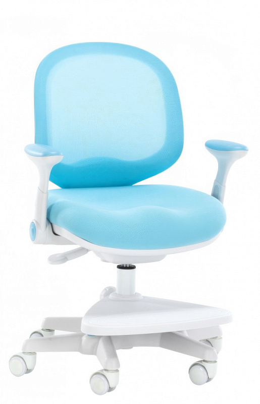 Детское кресло Everprof Kids 102 Голубое тканевое с подножкой и фиксацией колес
