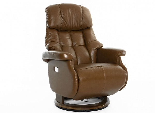 Кресло-реклайнер Relax Lux Electro S16099RWB кожаное с электроприводом и вращением 360°
