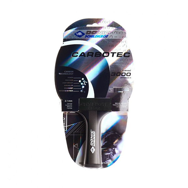 Ракетка для настольного тенниса DONIC Carbotec 3000 карбон, накладка Energy 2.1 мм, ручка Concave, ITTF