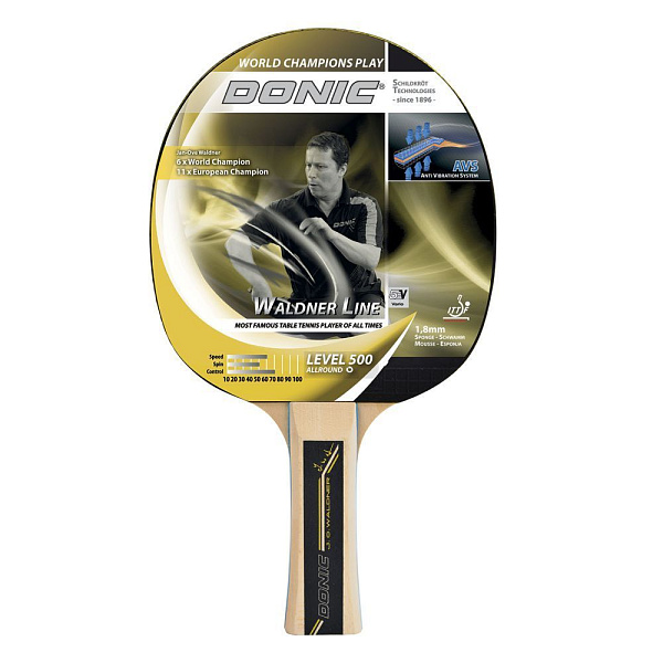 Ракетка для настольного тенниса DONIC Waldner 500 для начинающих игроков, толщина губки 1.8 мм