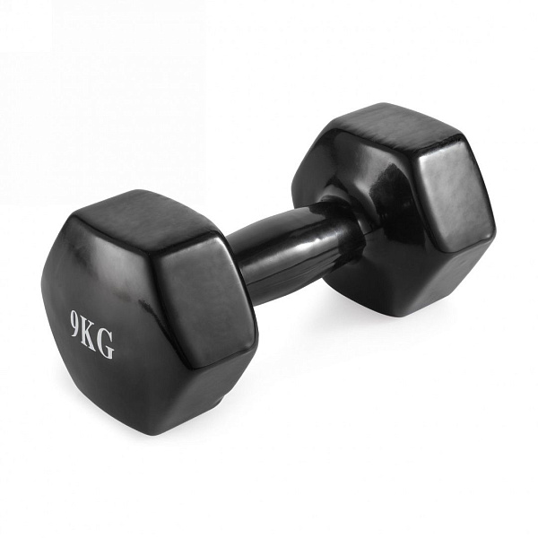Гантель неразборная VictoryFit VF-DV090 виниловая 9 кг, гексагональная форма