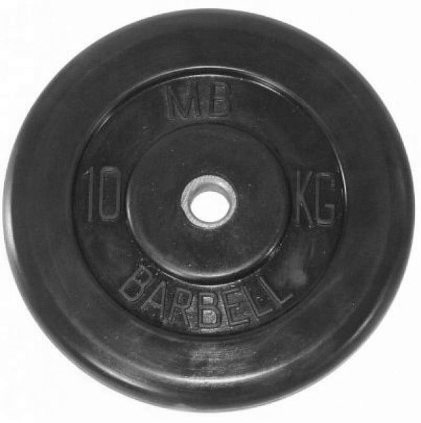 Олимпийский обрезиненный диск Barbell 10 кг, посадочный диаметр 51 мм, сталь