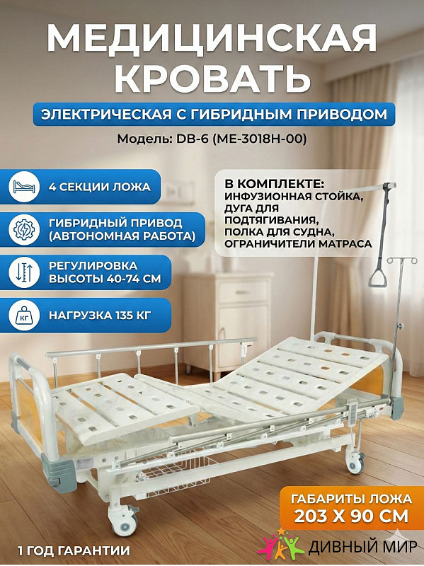 Кровать электрическая реанимационная MED-MOS DB-3 (ABS, удл., Т/АТ, CPR, АК, А,В) без матраса