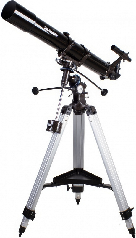 Ахроматический телескоп-рефрактор Sky-Watcher BK 809EQ2 для начинающих астрономов: апертура 80 мм, увеличение до 160 крат, просветленная оптика, алюминиевая тренога 710–1230 мм и монтировка EQ2 с ручным ведением