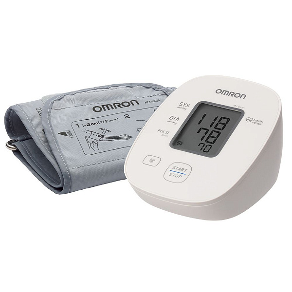 Тонометр OMRON M1 Basic (ARU) с адаптером: автоматический, на плечо, с манжетой 22-32 см, индикатором аритмии и памяти