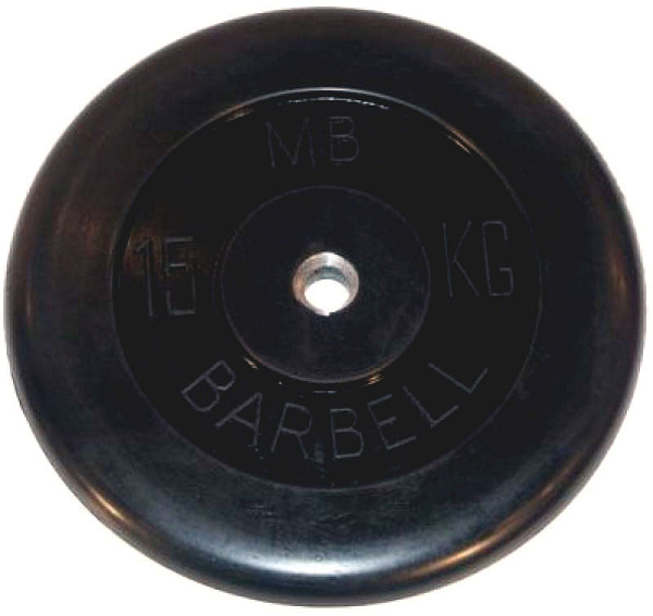 Диск обрезиненный MB Barbell Plt 15 кг 26 мм для штанги и гантелей, стальной