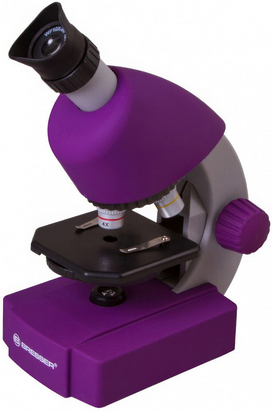 Детский микроскоп Bresser Junior 40x-640x фиолетовый с набором для опытов