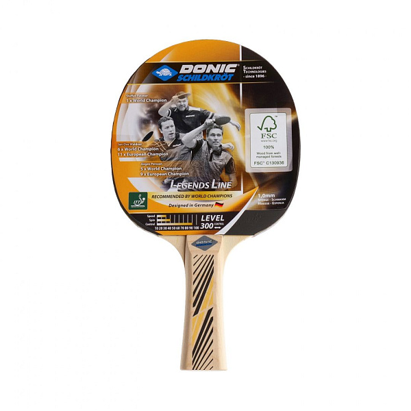 Ракетка для настольного тенниса DONIC LEGENDS 300 Control, накладка Jade, губка 1 мм, ручка Concave, ITTF