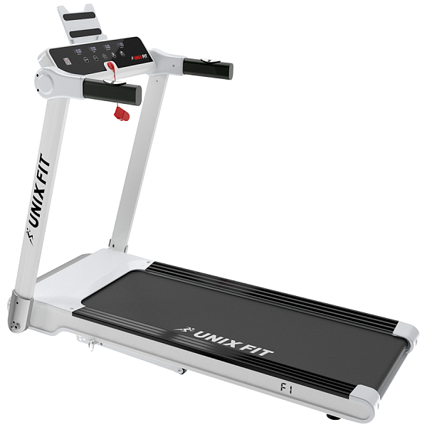 Беговая дорожка UNIXFIT Hi-tech F1 Arctic Ice для дома: 2 л.с., 14 км/ч, 120х43 см, до 110 кг