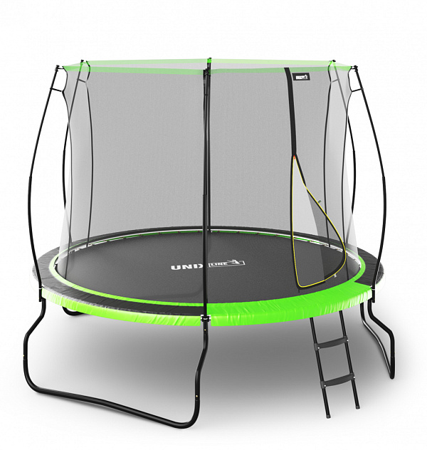 Батут UNIX Line 8 ft UFO Green 244 см с защитной сеткой и лестницей до 150 кг