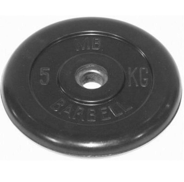Диск обрезиненный Barbell 5 кг 31 мм для штанги и гантелей, стальной