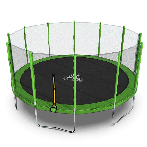 Батут DFC Trampoline Fitness 16ft (488 см) с наружной сеткой, светло-зеленый