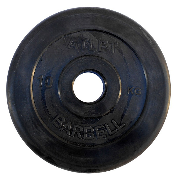 Блин обрезиненный MB Barbell MB-AtletB51-10, 10 кг, посадочный диаметр 51 мм