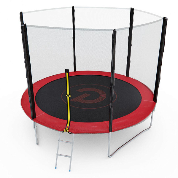 Батут с сеткой DFC PELPO 10ft (305 см) красный с лестницей
