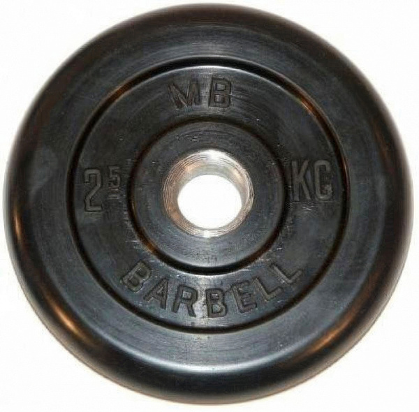 Диск обрезиненный Barbell 2,5 кг 26 мм для гантелей и штанг MB-PltB26-2,5 - стальной, литой