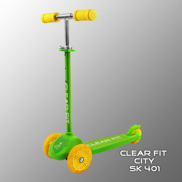 Детский самокат CLEAR FIT CITY SK 401 для детей от 2 лет с подсветкой колес, регулируемой ручкой и подшипниками ABEC-5