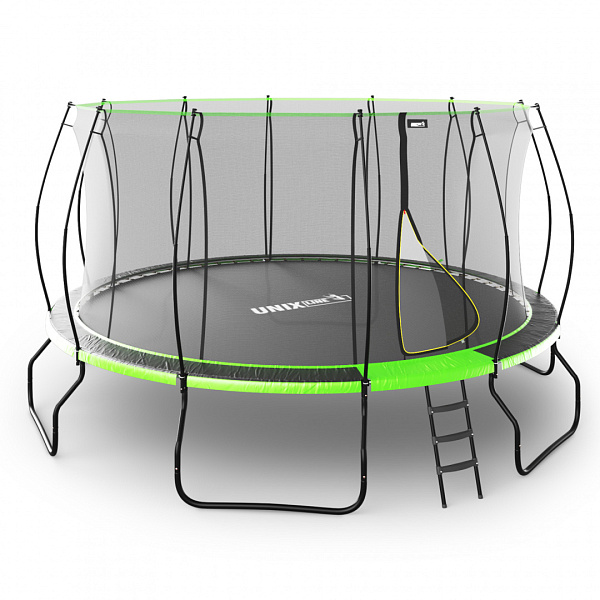 Батут UNIX Line 16 ft UFO Green 4.88 м с защитной сеткой и лестницей до 150 кг