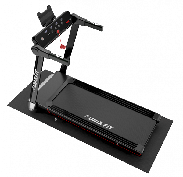 Беговая дорожка UNIXFIT Hi-tech F1 Dark Storm для дома: 2 л.с., до 14 км/ч, наклон до 12%, 16 программ, до 110 кг