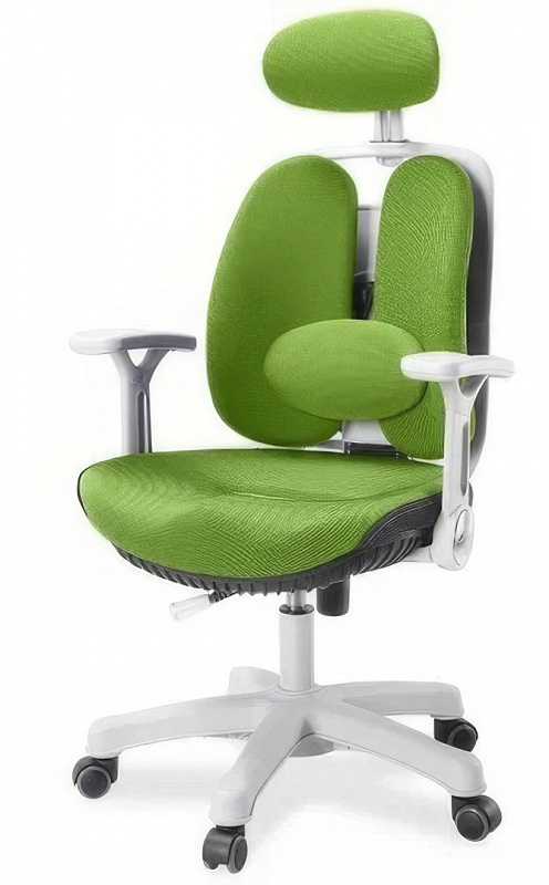 Кресло ортопедическое Inno Health SY-1264 W-GN с двойной спинкой DUO-BACK, белым каркасом и зеленой обивкой
