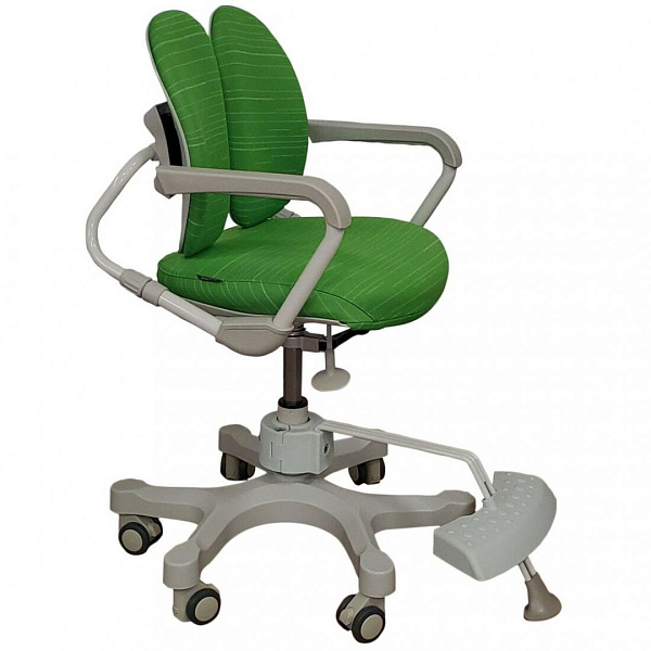 Детское ортопедическое кресло Duorest Duokids DR-280DDS_DT зеленое: регулируемое, с двойной спинкой и подножкой