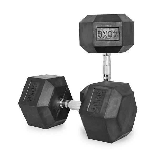 Гантель неразборная гексагональная обрезиненная VictoryFit VF-H400 40 кг для фитнеса и силовых тренировок