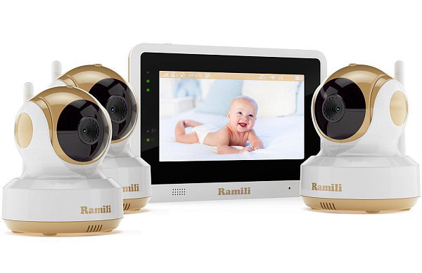 Видеоняня Ramili Baby RV1500X3 с 3 камерами: HD, 5 дисплей, Wi-Fi, поворотная, ночное видение