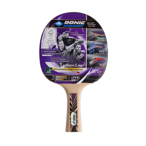 Ракетка для настольного тенниса DONIC LEGENDS 800: Атака, накладка Energy 2 мм, AVS, PLS, ERGO, ITTF