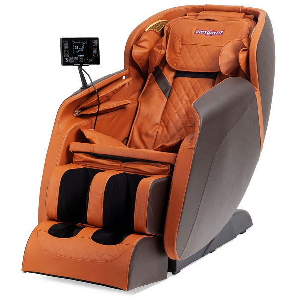 Массажное кресло VictoryFit VF-M15 Оранжевый-серый с Zero Gravity, Шиацу, прогревом и Bluetooth