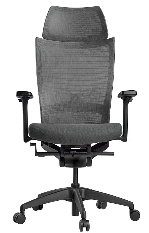 Эргономичное кресло SCHAIRS ZENITH ZEN2-М01B серое с поясничной поддержкой, 3D подлокотниками и подголовником