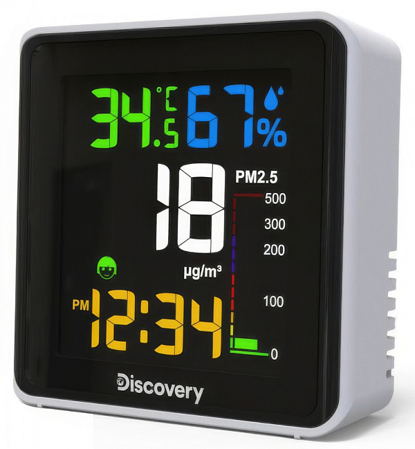 Анализатор воздуха Levenhuk Discovery Report WA30: измерение PM 2.5, температуры, влажности, часы