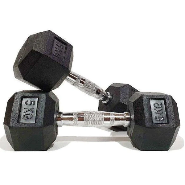 Гантель неразборная гексагональная обрезиненная VictoryFit VF-H050 5 кг для фитнеса и тренировок