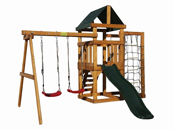 Детская игровая площадка Babygarden Play 9 DG с канатной сеткой, веревочной лестницей, трапецией и светло горкой 1.75 метра