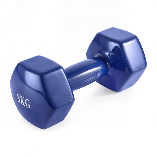 Гантель неразборная 8 кг. винил VictoryFit VF-DV080