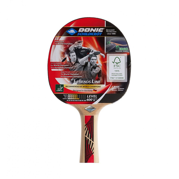 Ракетка для настольного тенниса DONIC LEGENDS 600 Allround, накладка Prestige 1.8 мм, ручка Concave, ITTF