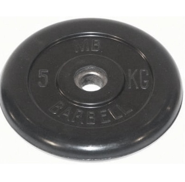 Олимпийский обрезиненный диск Barbell 5 кг, посадочный диаметр 51 мм, сталь