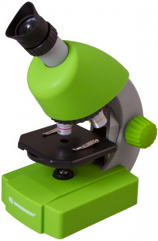 Микроскоп Bresser Junior 40x-640x зеленый: детский оптический с набором для опытов