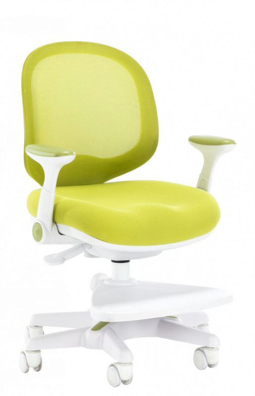 Детское кресло Everprof Kids 102 зеленое из ткани с подножкой и фиксацией колес