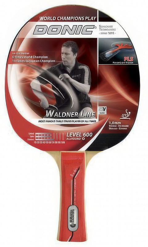 Ракетка для настольного тенниса DONIC Waldner 600: универсальная, 1.8 мм, Power Light, Concave
